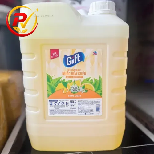 Nước rửa chén Gift hỗ trợ tẩy sạch dầu mỡ, khử mùi tanh - Hương chanh/Can lớn 20kg tiết kiệm
