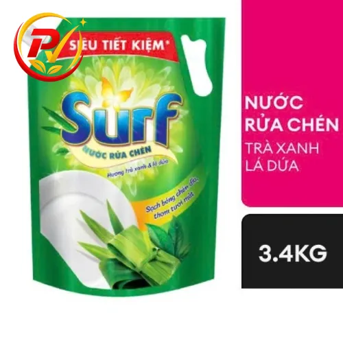 Nước rửa chén Surf trà xanh và lá dứa túi 3 lít